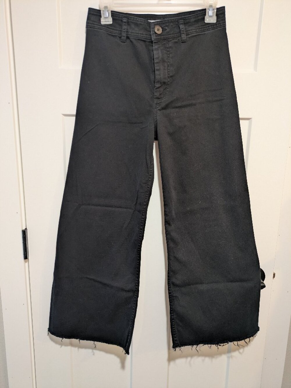 Antonio Melani Alexandra High Rise Wide Leg Raw Hem Black Pants Size 4